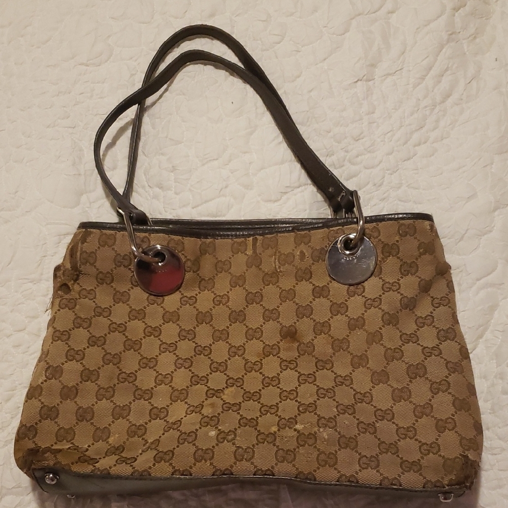 Gucci Tan and Brown Monogram Tote